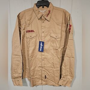 Wrangler Retro Alabama Crimson Tide Tan Pearl Snap Western Shirt Mens Large NWT